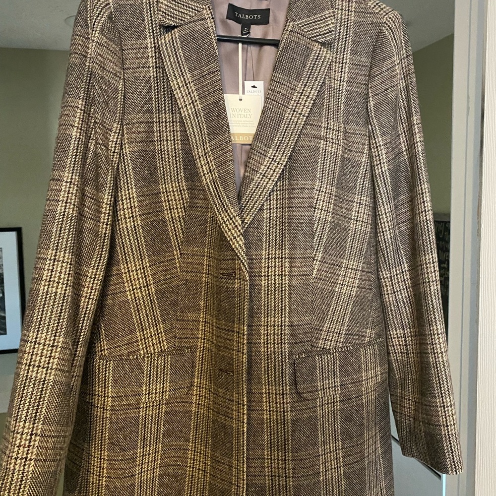 NWT Talbots Plaid Woven Blazer